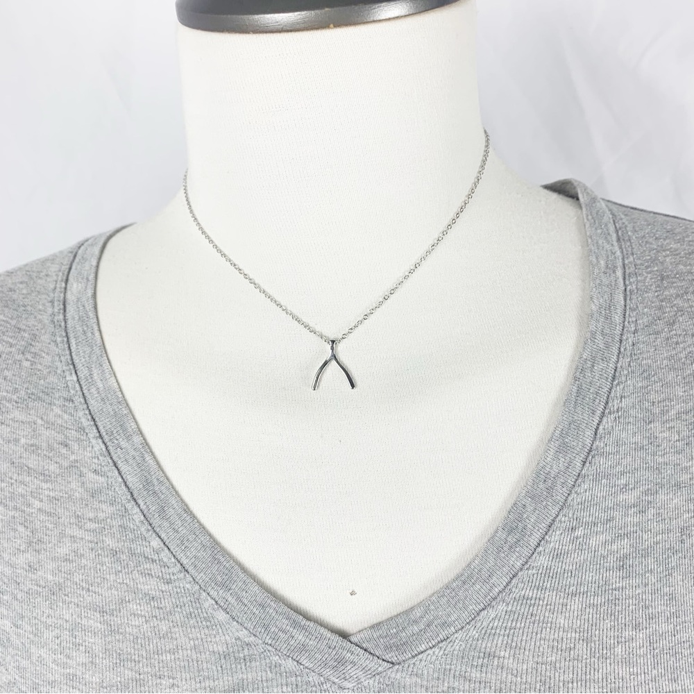 Sterling Forever Silver Wishbone Pendant Necklace — Good Luck Charm (NWT)